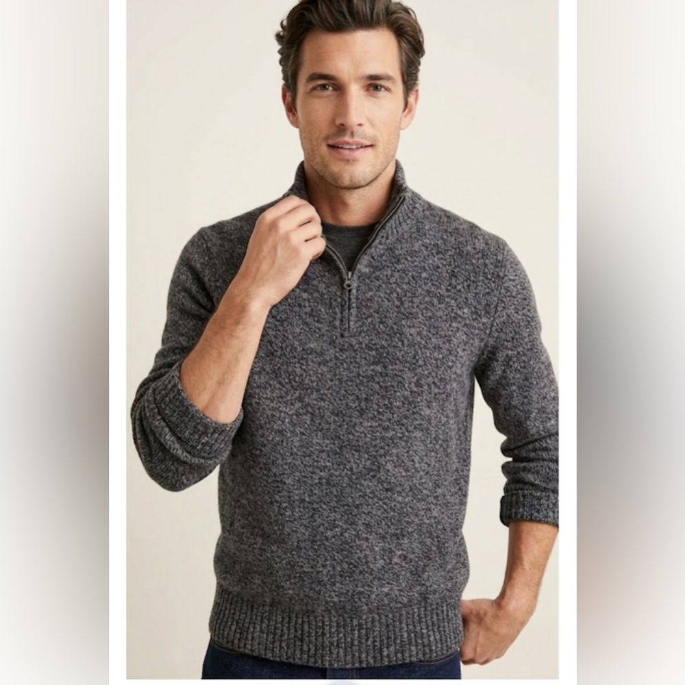 J. Crew Men's Charcoal Zip-Up Sweater